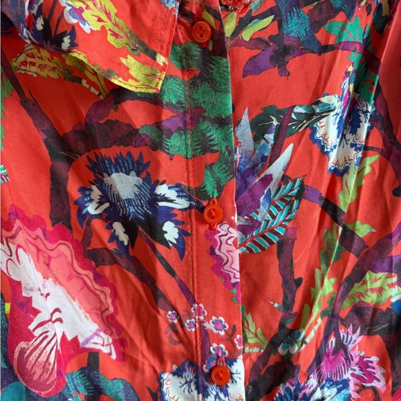 H&M NWT Red Floral Button-Front Midi Dress size 14 - Picture 6 of 7